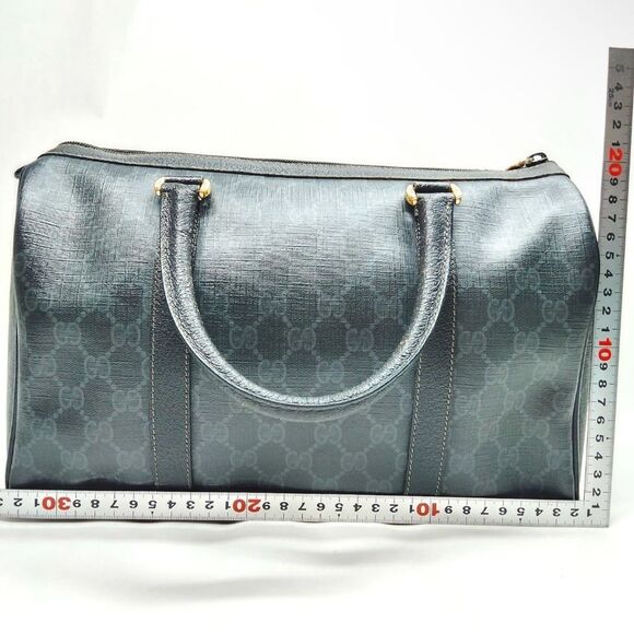 Auth Gucci Black Supreme Monogram PVC Sherry Line Web Doctor Boston Duffel Bag - Picture 2 of 9